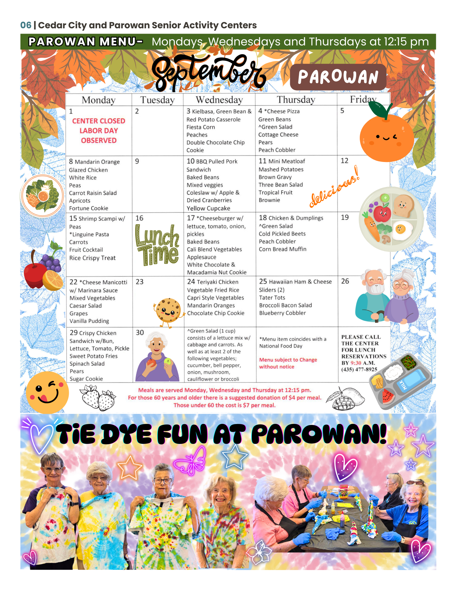 Parowan Senior Center menu